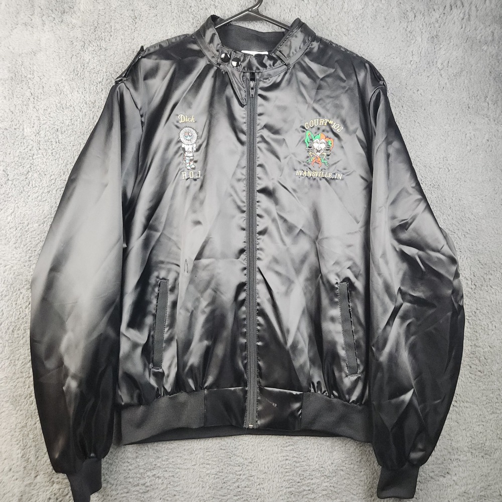 Vintage Royal Order of Jesters Satin Bomber Jacket Extra Large Evansville IN